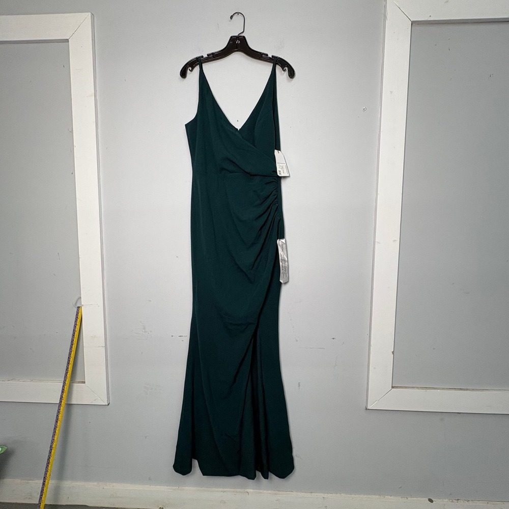 NWT Dress The Population Jordan Pine Green Mermaid Maxi Gown Womens Large